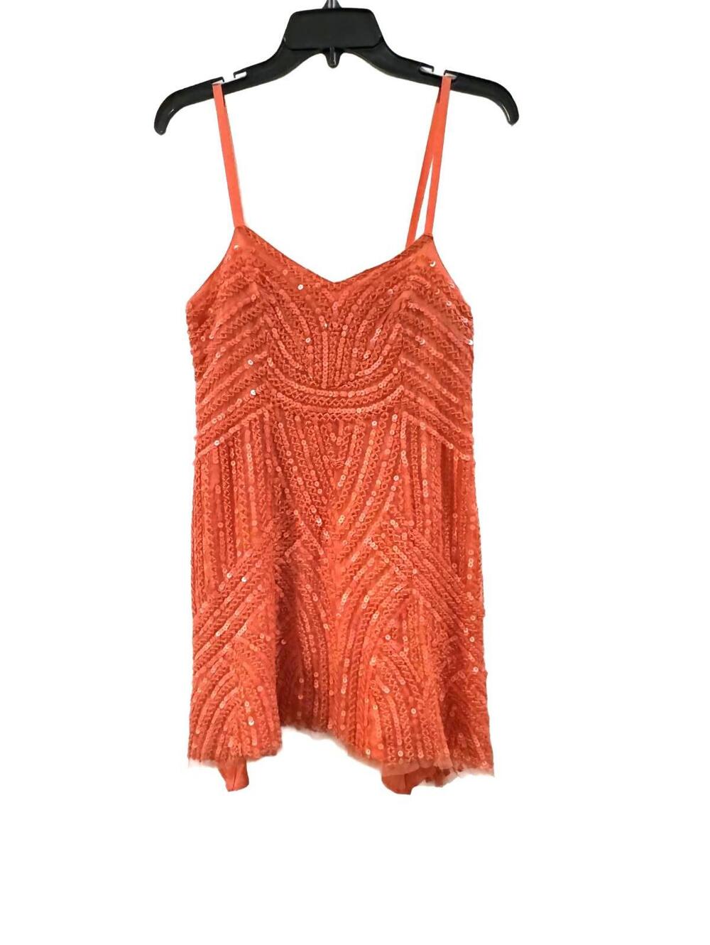 Free People Coral Reef Sequin Mini Dress Open Back Pink Size 2